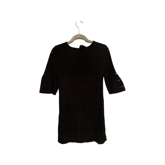 J.Crew Flutter Sleeve Eyelet Shift Dress Black Size 00 Retail $118 - Picture 2 of 4